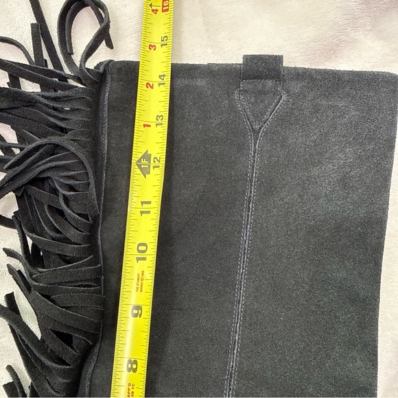 Nine West Jayden suede leather Heeled boots Size 7.5 Fringe Pull On Cowgirl Boho - Picture 12 of 14
